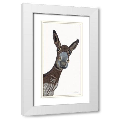 Hey There Donkey White Modern Wood Framed Art Print with Double Matting by Justice, Ashley