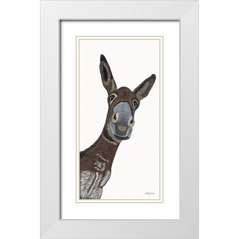 Hey There Donkey White Modern Wood Framed Art Print with Double Matting by Justice, Ashley