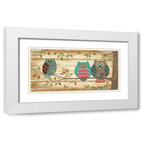 Three Wise Owls White Modern Wood Framed Art Print with Double Matting by LaPoint, Annie