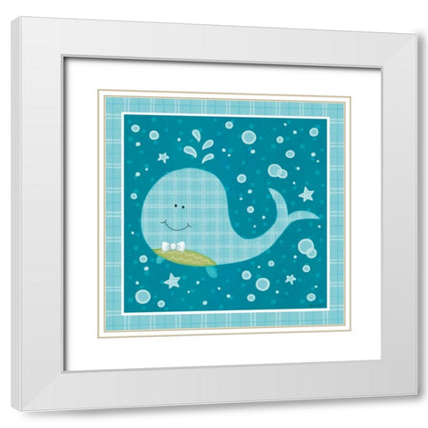 Beetle and Bob Baby Whale White Modern Wood Framed Art Print with Double Matting by LaPoint, Annie