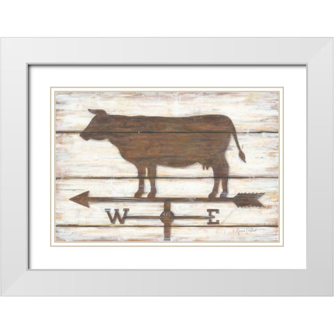 Farmhouse Cow White Modern Wood Framed Art Print with Double Matting by LaPoint, Annie