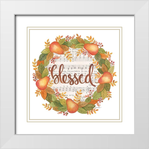 Blessed Wreath White Modern Wood Framed Art Print with Double Matting by LaPoint, Annie