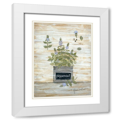 Peppermint Botanical White Modern Wood Framed Art Print with Double Matting by LaPoint, Annie