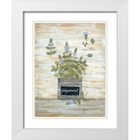 Peppermint Botanical White Modern Wood Framed Art Print with Double Matting by LaPoint, Annie