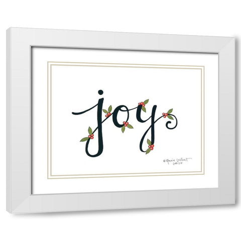 Joy with Berries White Modern Wood Framed Art Print with Double Matting by LaPoint, Annie