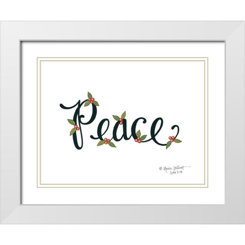 Peace with Berries White Modern Wood Framed Art Print with Double Matting by LaPoint, Annie