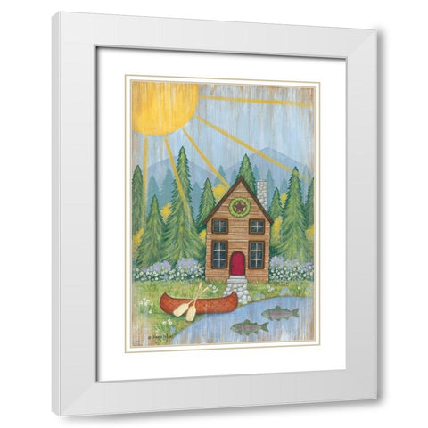 Cabin in the Woods White Modern Wood Framed Art Print with Double Matting by LapPoint, Annie