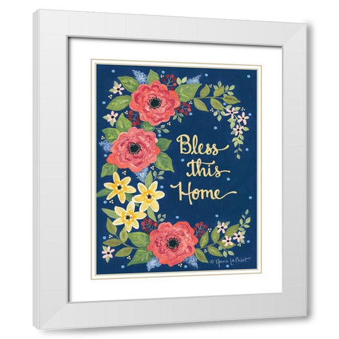 Floral Bless This Home White Modern Wood Framed Art Print with Double Matting by LaPoint, Annie