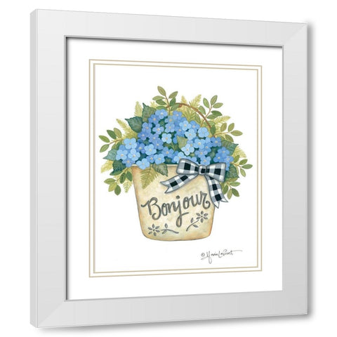 Hydrangeas Bonjour White Modern Wood Framed Art Print with Double Matting by LaPoint, Annie