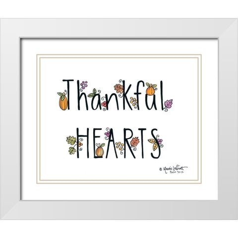 Thankful Hearts White Modern Wood Framed Art Print with Double Matting by LaPoint, Annie