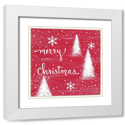 Merry Christmas Trees White Modern Wood Framed Art Print with Double Matting by LaPoint, Annie