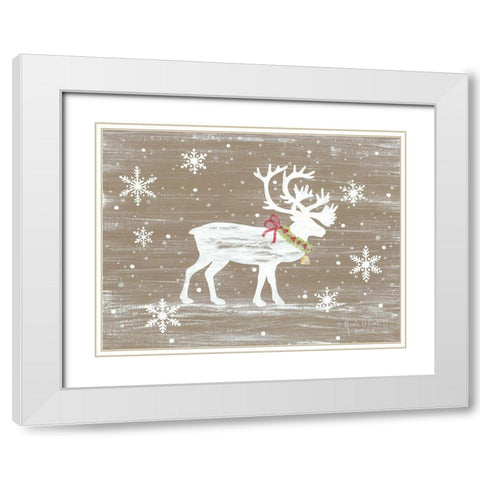Snowy Reindeer White Modern Wood Framed Art Print with Double Matting by LaPoint, Annie