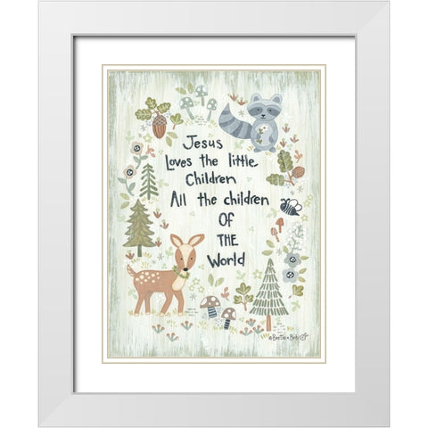 All the Children of the World - Woodland White Modern Wood Framed Art Print with Double Matting by LaPoint, Annie