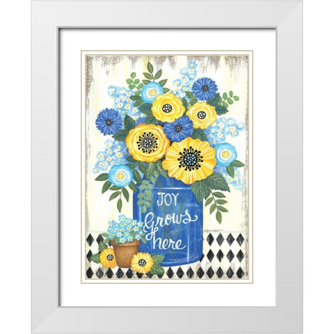 Joy Grows Here White Modern Wood Framed Art Print with Double Matting by LaPoint, Annie