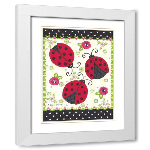 Ladybug Blossoms White Modern Wood Framed Art Print with Double Matting by LaPoint, Annie
