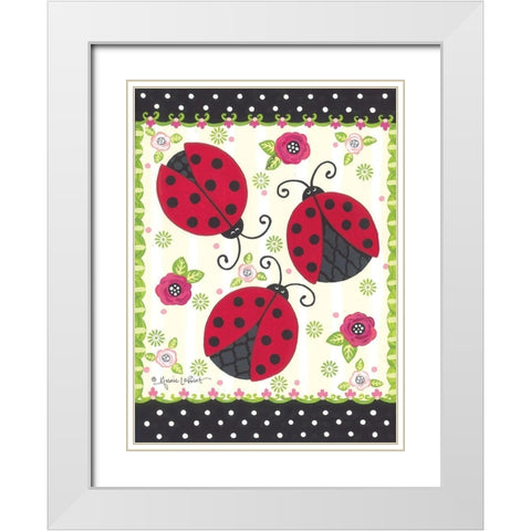 Ladybug Blossoms White Modern Wood Framed Art Print with Double Matting by LaPoint, Annie