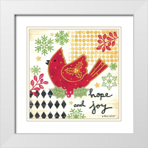 Happy Noel Cardinal White Modern Wood Framed Art Print with Double Matting by LaPoint, Annie