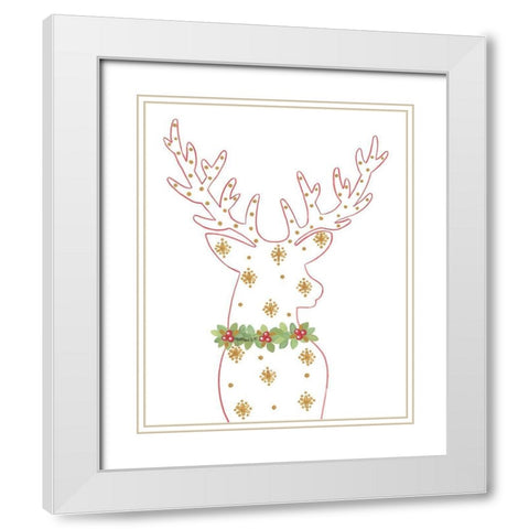 Deck the Halls Reindeer White Modern Wood Framed Art Print with Double Matting by LaPoint, Annie