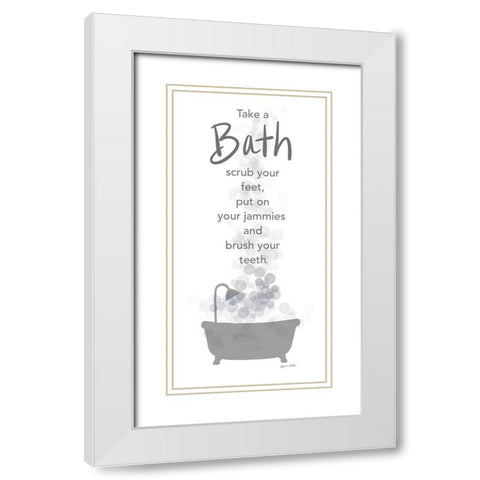 Take a Bath White Modern Wood Framed Art Print with Double Matting by LaPoint, Annie