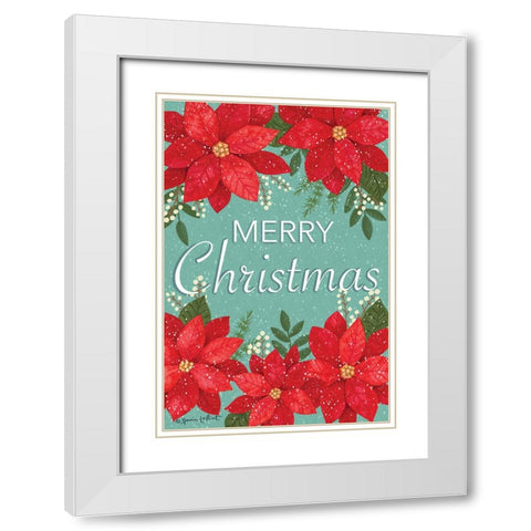 Merry Christmas Poinsettias I White Modern Wood Framed Art Print with Double Matting by LaPoint, Annie