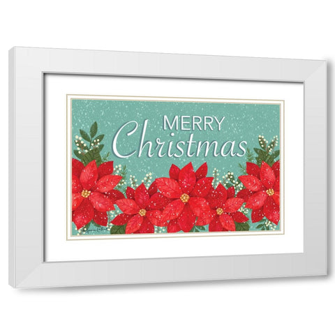 Merry Christmas Poinsettias II White Modern Wood Framed Art Print with Double Matting by LaPoint, Annie