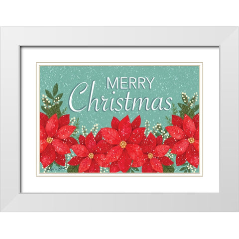 Merry Christmas Poinsettias II White Modern Wood Framed Art Print with Double Matting by LaPoint, Annie