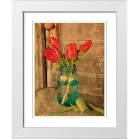 Country Tulips White Modern Wood Framed Art Print with Double Matting by Smith, Anthony
