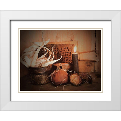 Olde Fall Harvest White Modern Wood Framed Art Print with Double Matting by Smith, Anthony