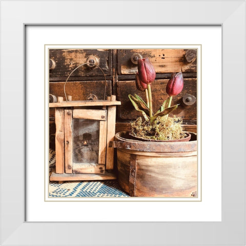 Treasured Tulips White Modern Wood Framed Art Print with Double Matting by Smith, Anthony