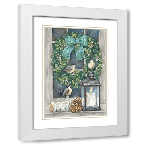 Winter Wreath White Modern Wood Framed Art Print with Double Matting by Kater, Diane
