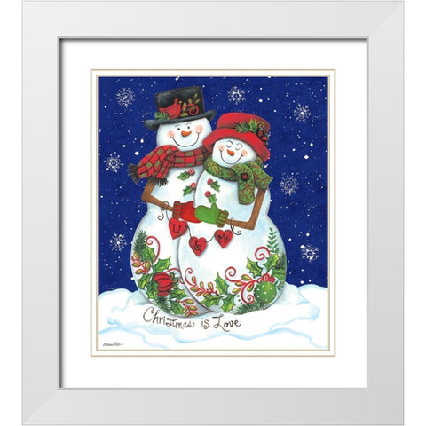 Snow Couple White Modern Wood Framed Art Print with Double Matting by Kater, Diane