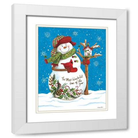 Showman with Cardinals White Modern Wood Framed Art Print with Double Matting by Kater, Diane