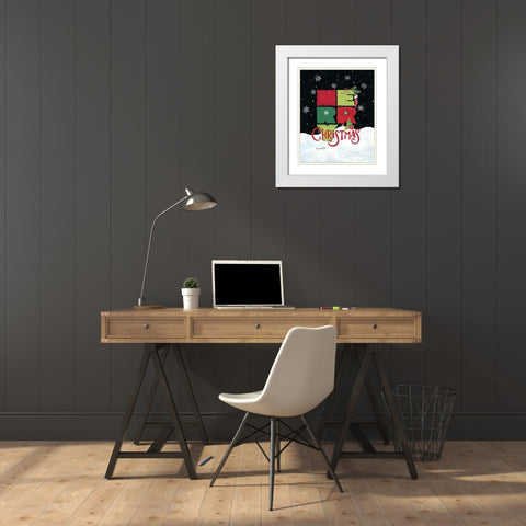 Merry Christmas White Modern Wood Framed Art Print with Double Matting by Kater, Diane