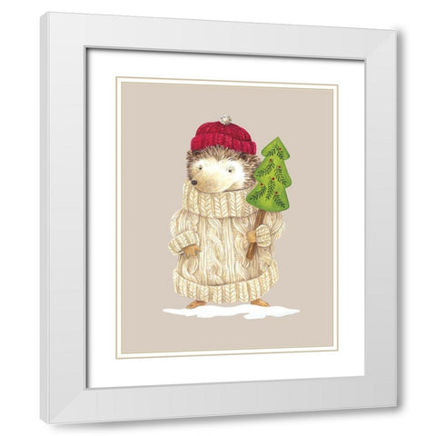 Hedgehog in Sweater White Modern Wood Framed Art Print with Double Matting by Kater, Diane