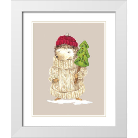 Hedgehog in Sweater White Modern Wood Framed Art Print with Double Matting by Kater, Diane