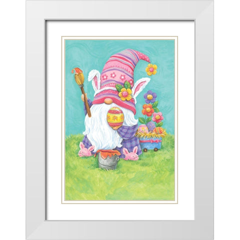 Easter Gnome White Modern Wood Framed Art Print with Double Matting by Kater, Diane