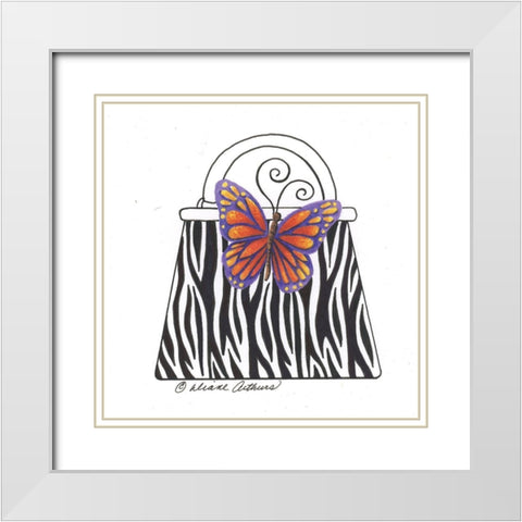 Blue And White China Pots Floral White Modern Wood Framed Art Print with Double Matting by Kater, Diane