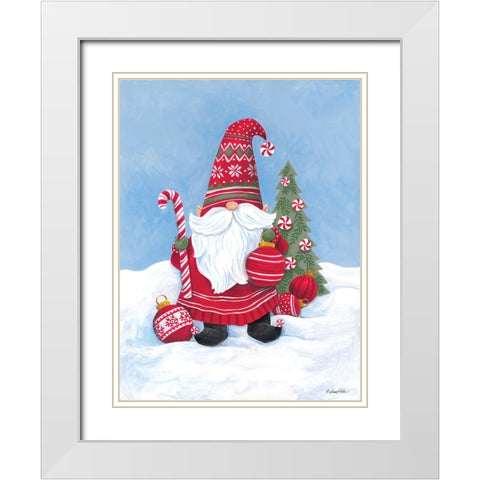 Gnome Santa White Modern Wood Framed Art Print with Double Matting by Kater, Diane