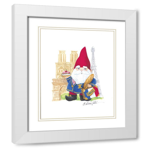 Paris Gnome White Modern Wood Framed Art Print with Double Matting by Kater, Diane
