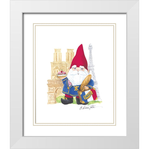 Paris Gnome White Modern Wood Framed Art Print with Double Matting by Kater, Diane