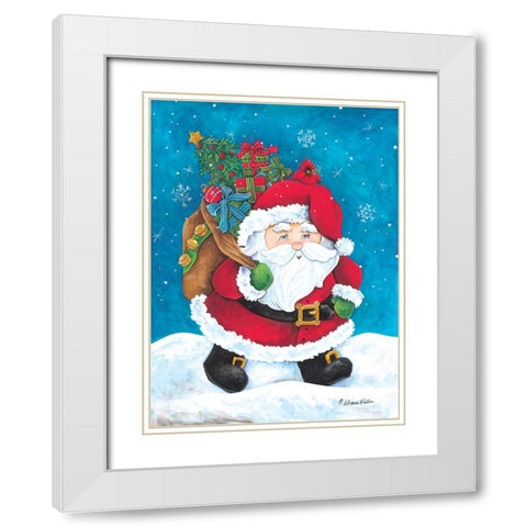 Santa Claus with Sack of Presents White Modern Wood Framed Art Print with Double Matting by Kater, Diane