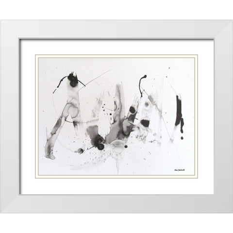 Abstract  Ink   White Modern Wood Framed Art Print with Double Matting by Thouthip, Anne