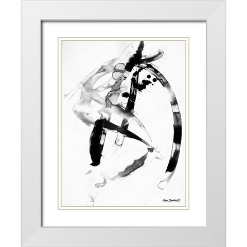 Ink Dance    White Modern Wood Framed Art Print with Double Matting by Thouthip, Anne