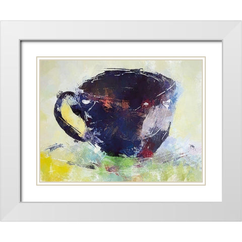 A Cup of Coffee White Modern Wood Framed Art Print with Double Matting by Thouthip, Anne