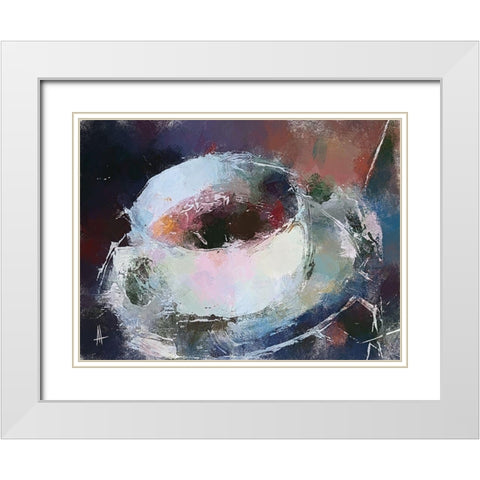 A Cup of Tea White Modern Wood Framed Art Print with Double Matting by Thouthip, Anne