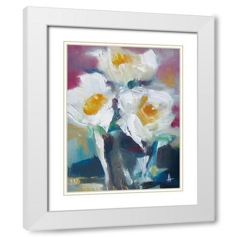Wild Roses I White Modern Wood Framed Art Print with Double Matting by Thouthip, Anne
