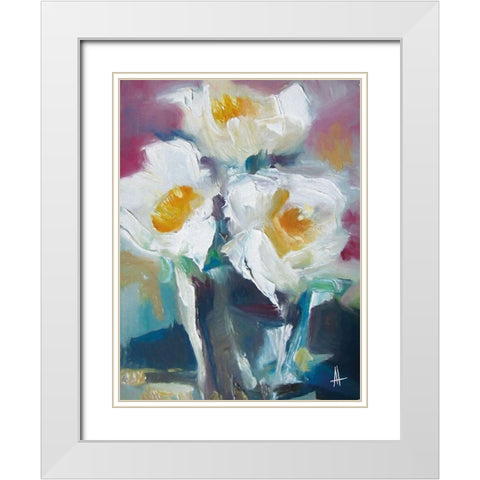 Wild Roses I White Modern Wood Framed Art Print with Double Matting by Thouthip, Anne