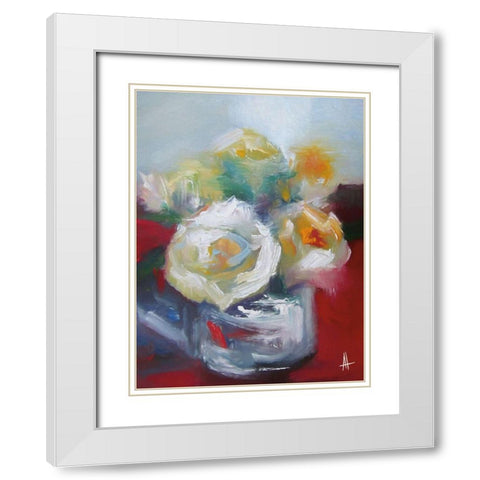 Wild Roses II White Modern Wood Framed Art Print with Double Matting by Thouthip, Anne