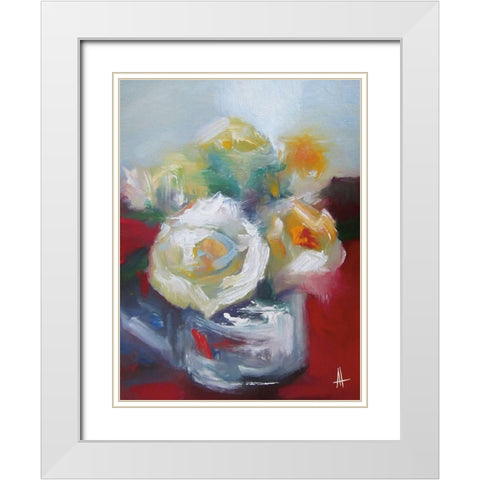 Wild Roses II White Modern Wood Framed Art Print with Double Matting by Thouthip, Anne