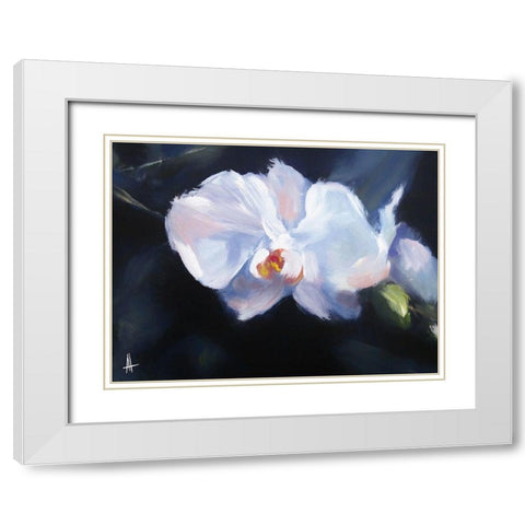 Oriental Beauty White Modern Wood Framed Art Print with Double Matting by Thouthip, Anne
